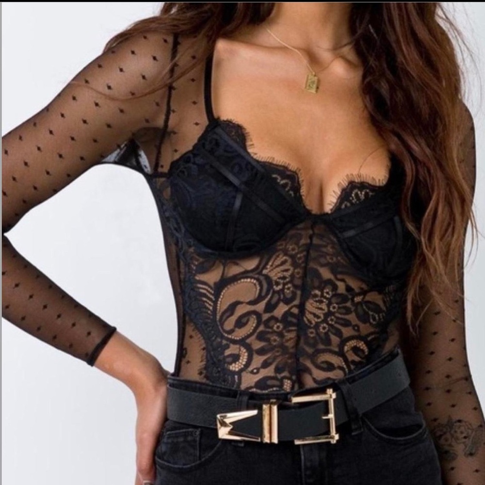 Princess Polly Black Lace Bodysuit